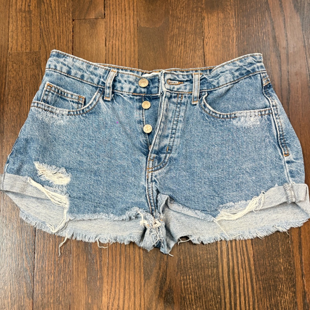 Light Blue Washed Denim Shorts